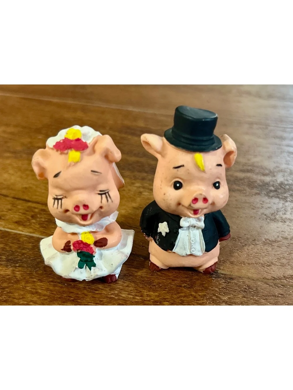 Vintage Ceramic Bride and Groom Pig Figurines